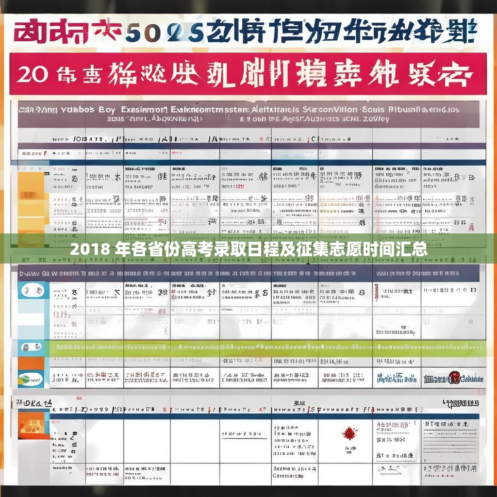 2018 年各省份高考录取日程及征集志愿时间汇总
